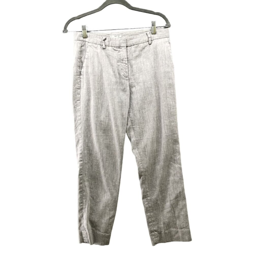 Gap Linen Blend Pants Womens‎ Size 4 Tailored Crop Gray Trouser Mid Rise